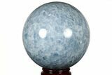Polished Blue Calcite Sphere - Madagascar #216693-1